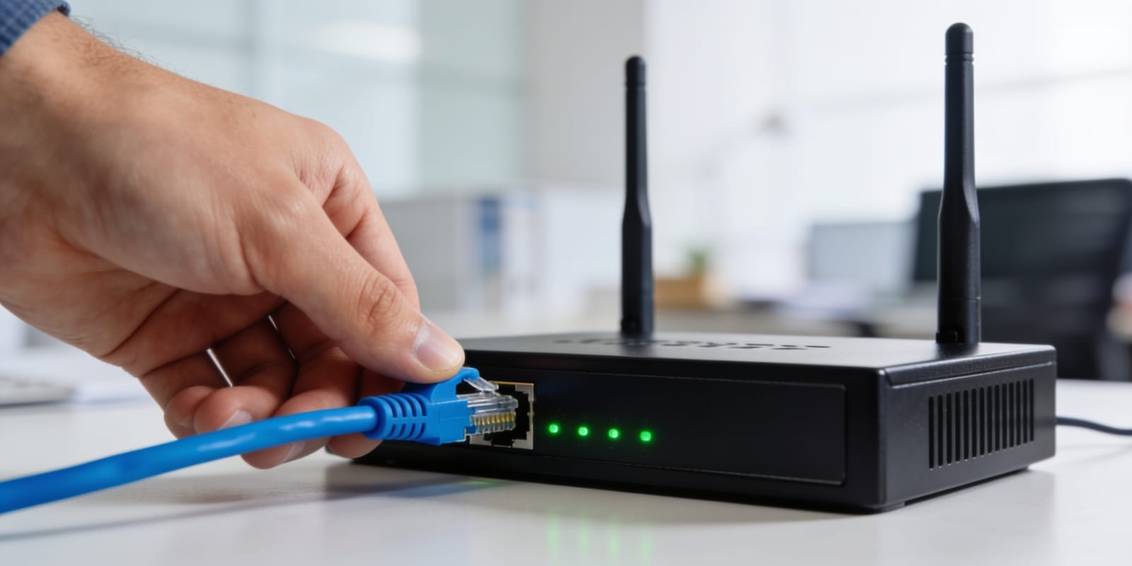 Business-Router wird angeschlossen