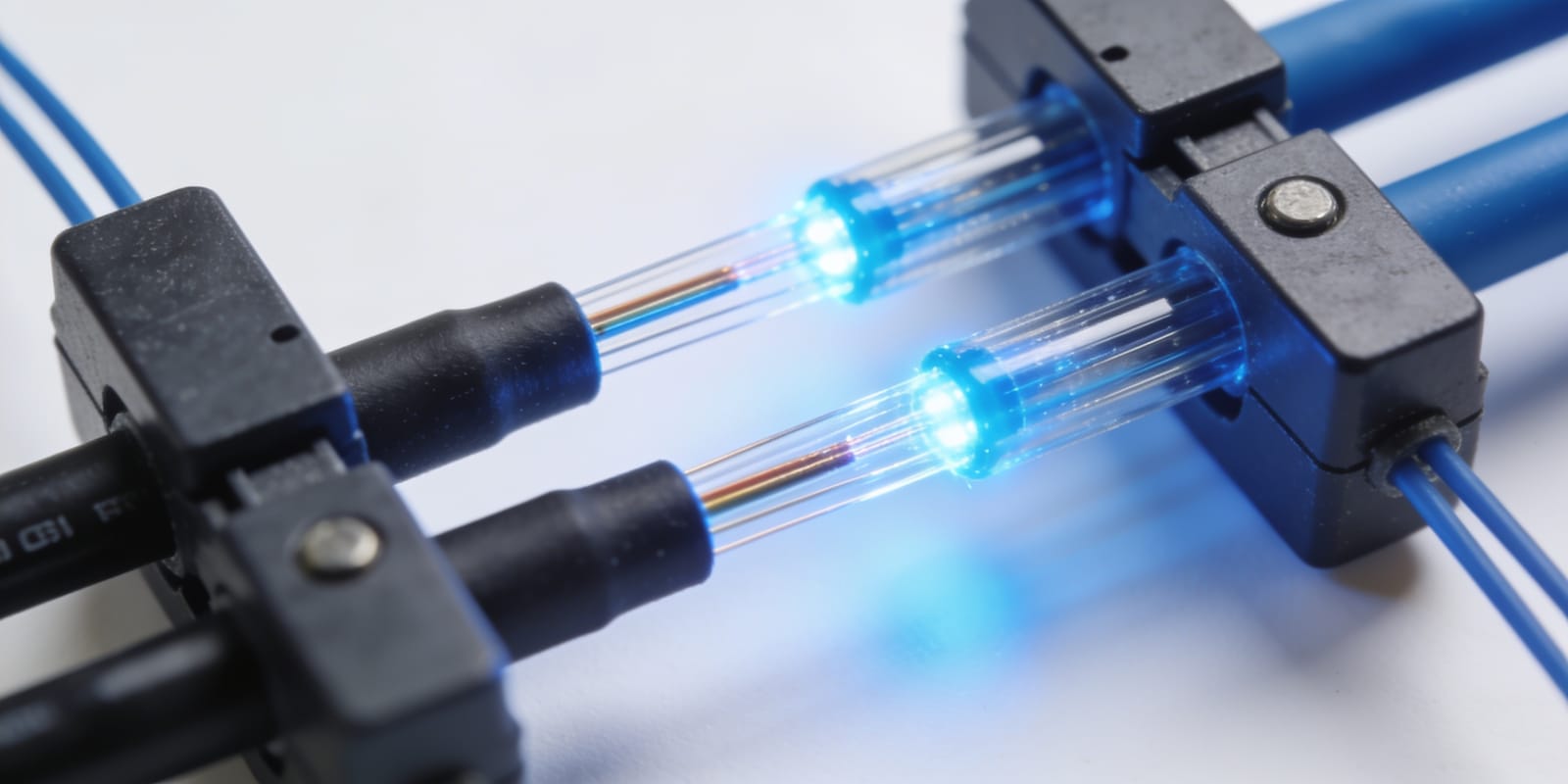 Glasfaser mit leuchtenden Fasern, LWL-Technik