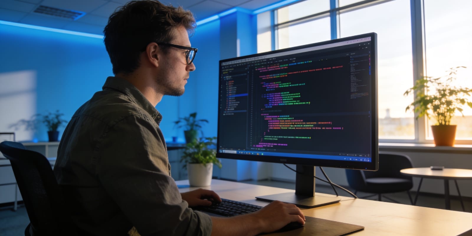 Softwareentwickler bei der Arbeit am Code